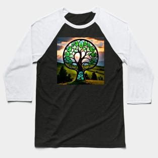 Shamrock Stained Glass Fantasy Tree at Sunset Baseball T-Shirt